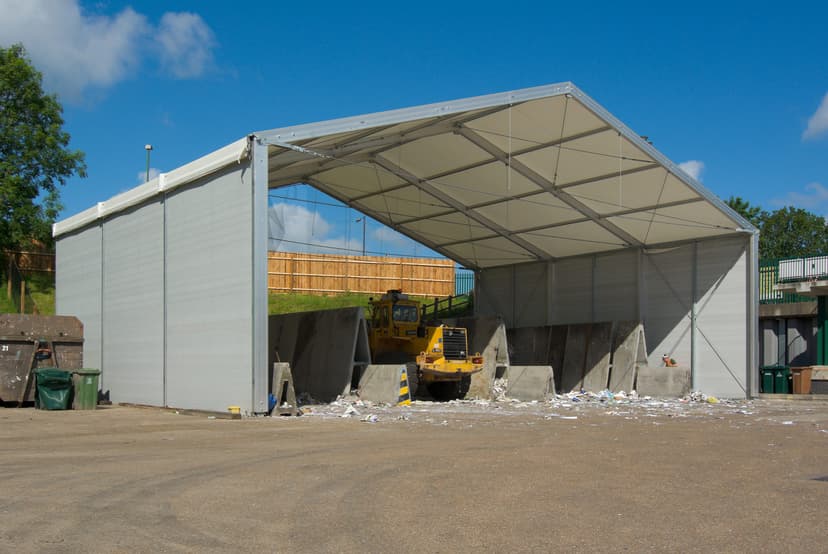 Waste Storage Canopy Building During Refurb Project - HTS TENTIQ